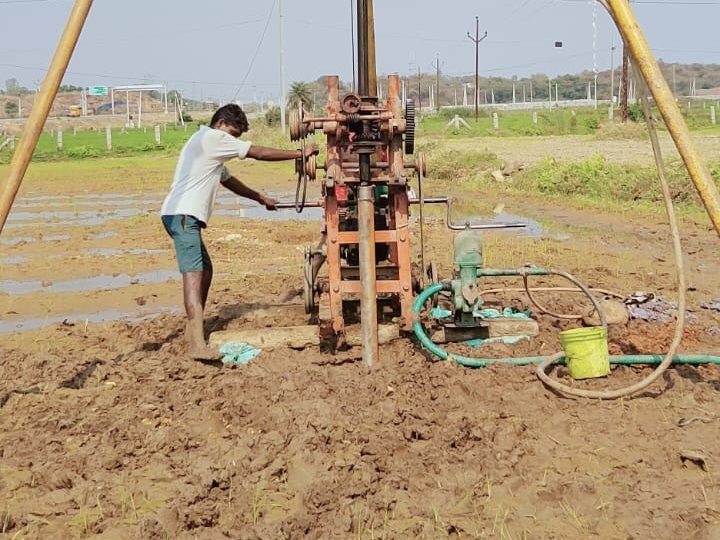 Srinivas Foundations drilling rig collecting soil samples on a site in Telangana